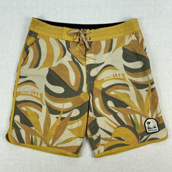 Howler Bros Bruja Board Shorts Mens 35 9" Inseam Monstera Mash Surf Swim Floral - Picture 1 of 10